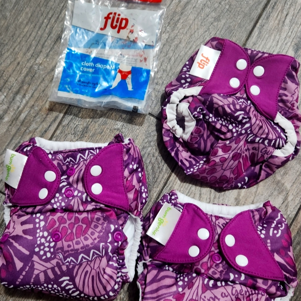 FLIP/Bum Genius "Patch" Lot of 3 Diapers- NIP/nwot